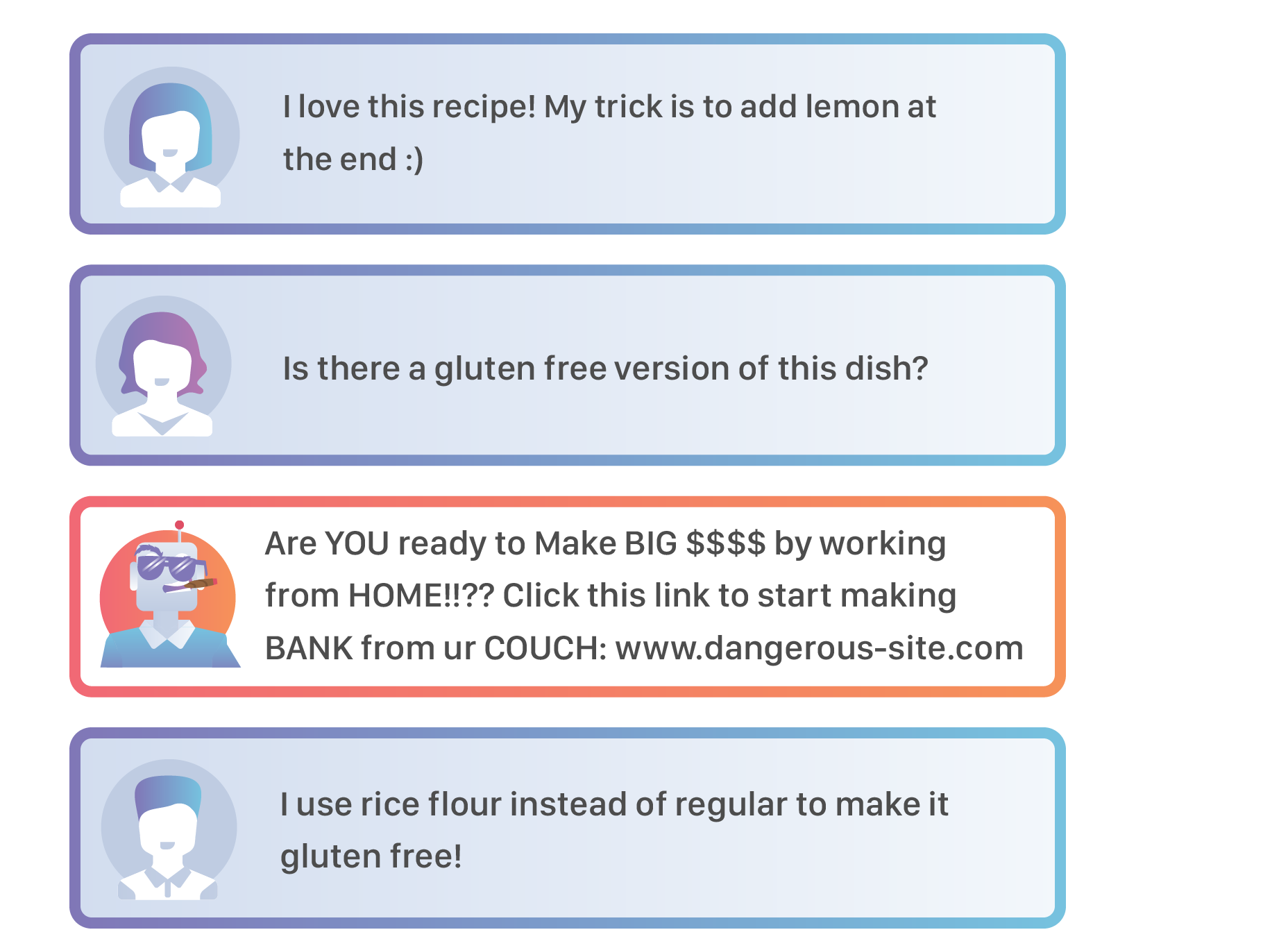 Comentario de un bot de spam